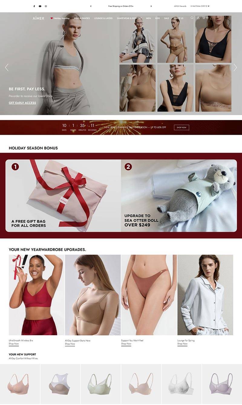 Aimer 中国高端贴身服饰品牌购物网站