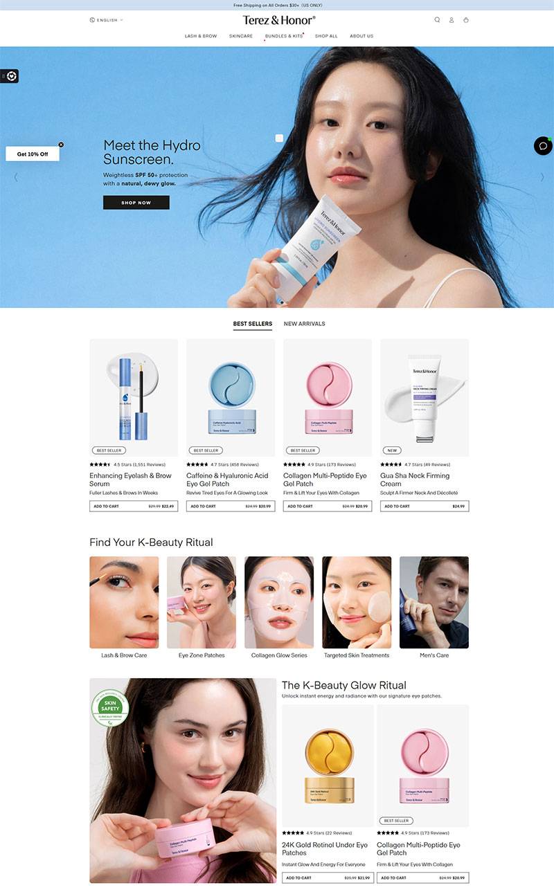 Terez & Honor 韩国美妆护肤品牌购物网站