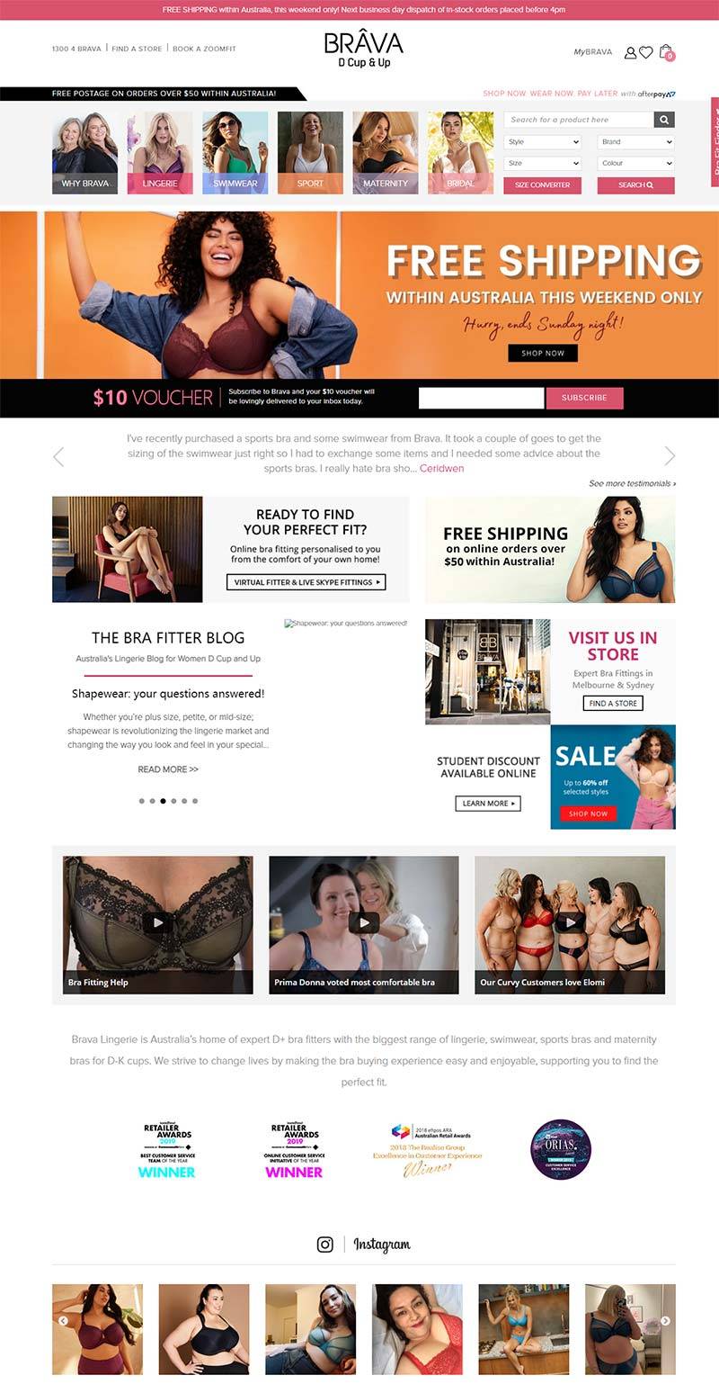 Brava Lingerie 澳大利亚女性内衣品牌购物网站