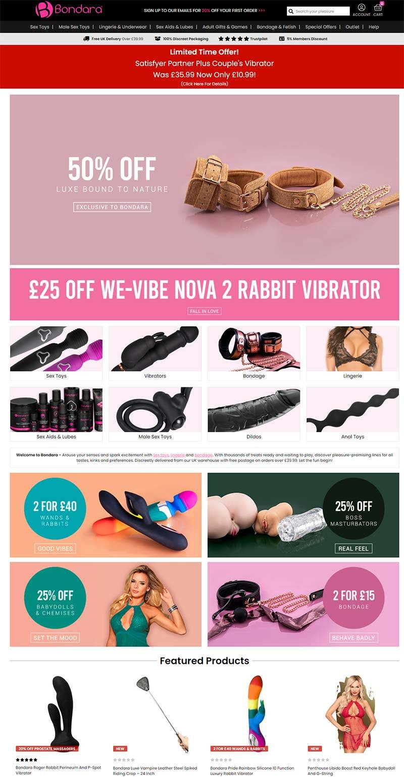 Bondara 英国性爱玩具品牌购物网站