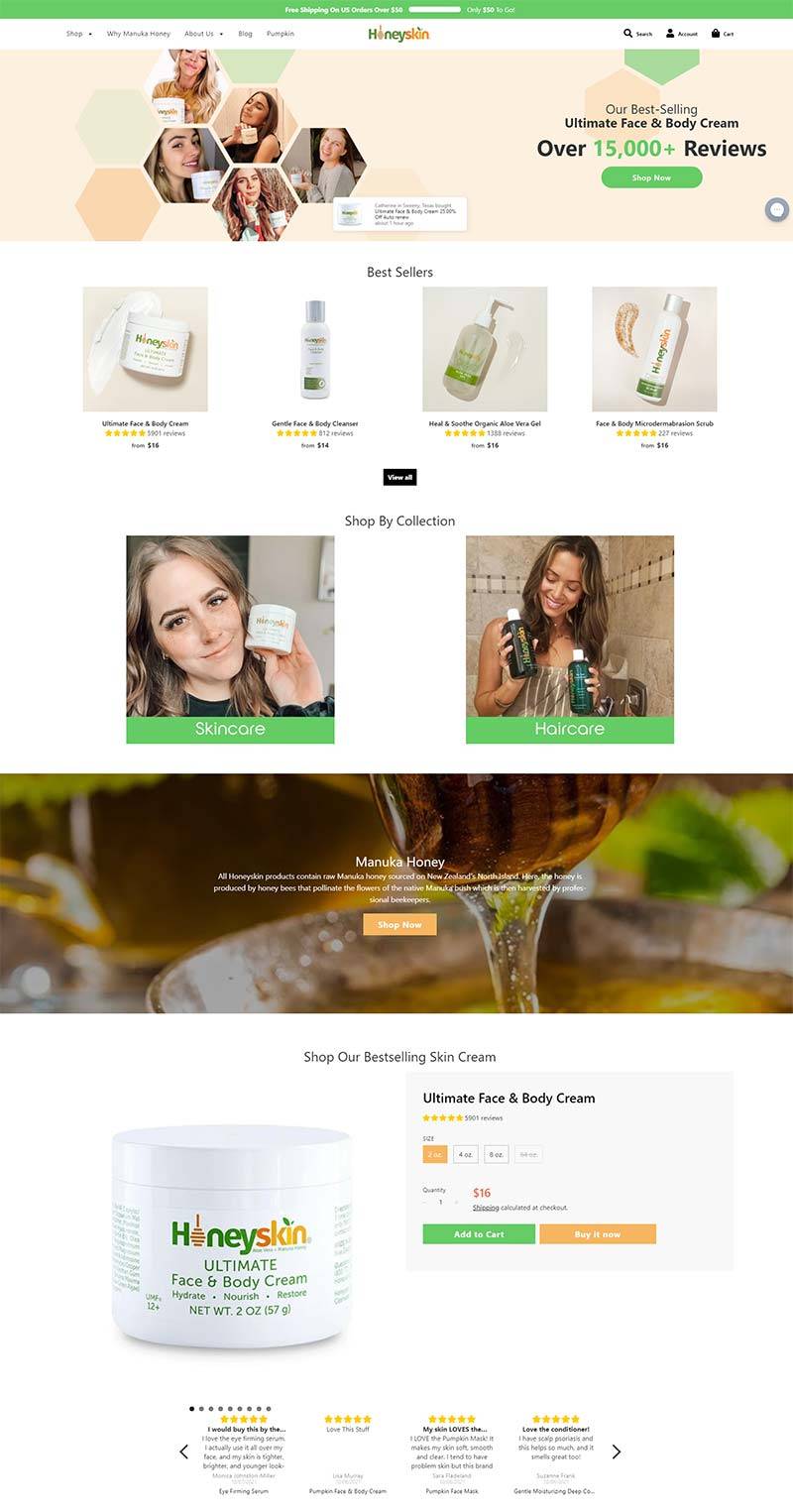 Honeyskin 美国抗衰老护肤品购物网站