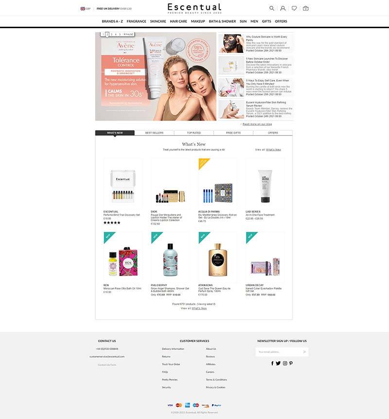 Escentual 英国美容护肤品牌购物网站
