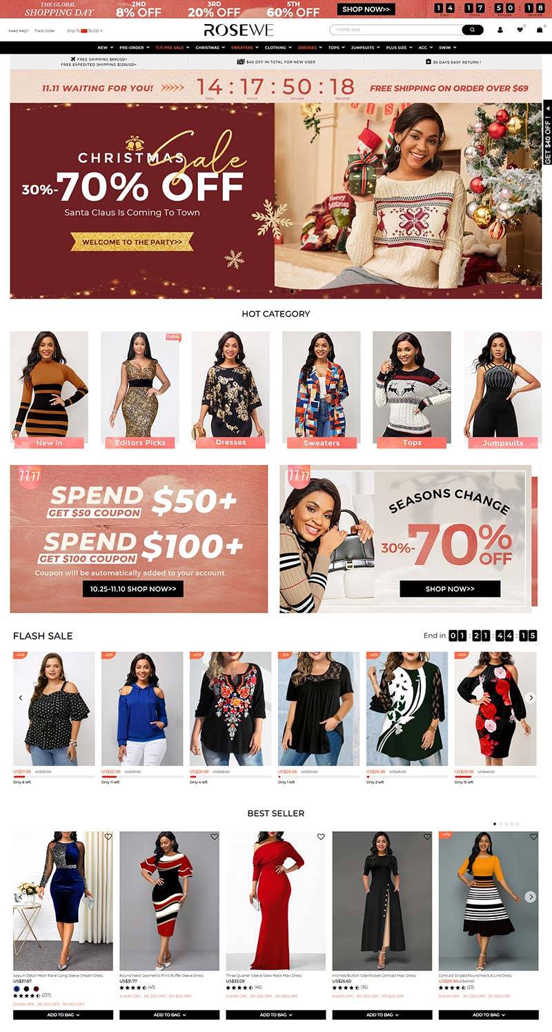 Rosewe.com 美国时尚女装品牌购物网站