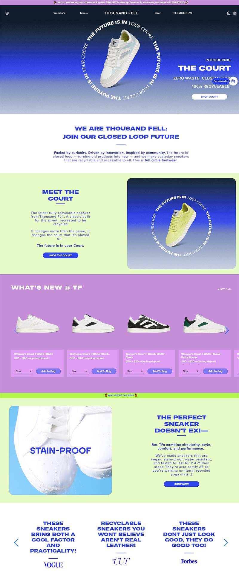 Thousand Fell 美国环保运动鞋品牌购物网站