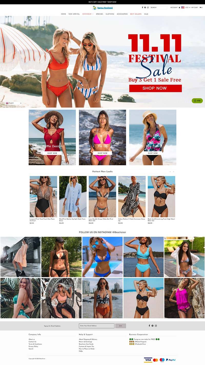 Beachsissi 美国女性沙滩泳装品牌购物网站