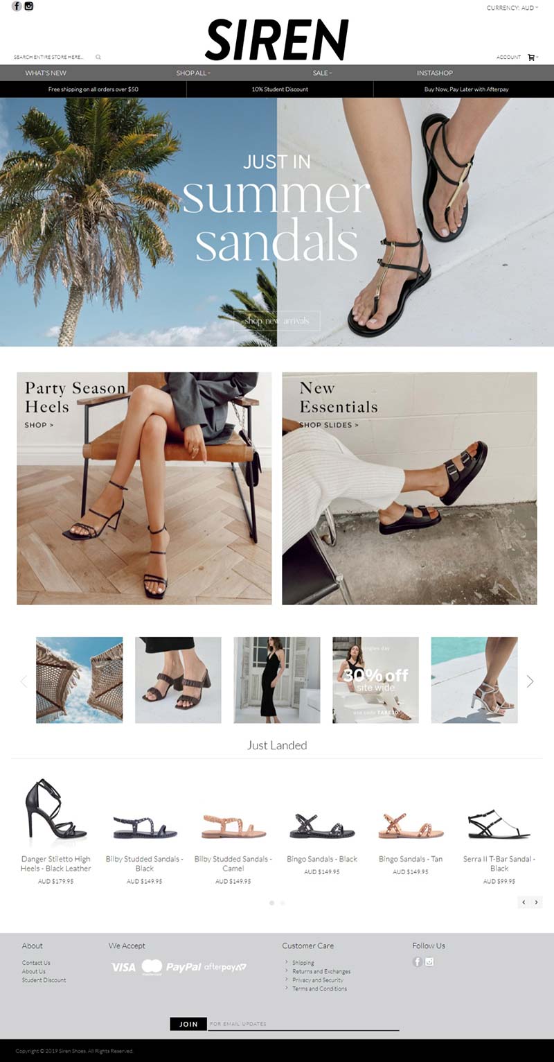 Siren Shoes 澳大利亚时尚女鞋品牌购物网站