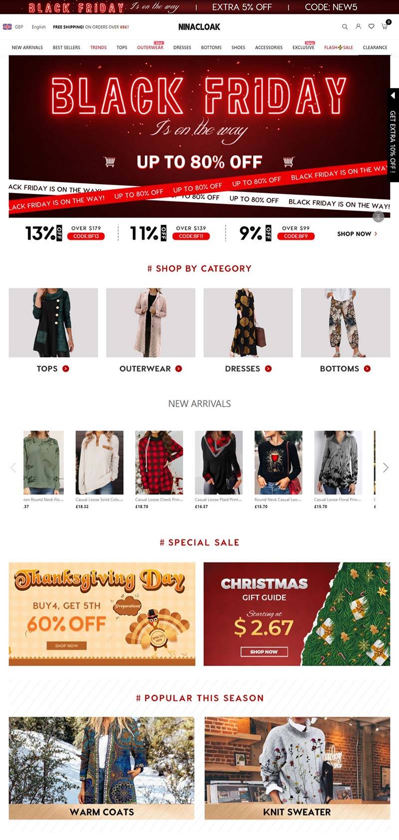Ninacloak 美国时尚女性服饰品牌购物网站