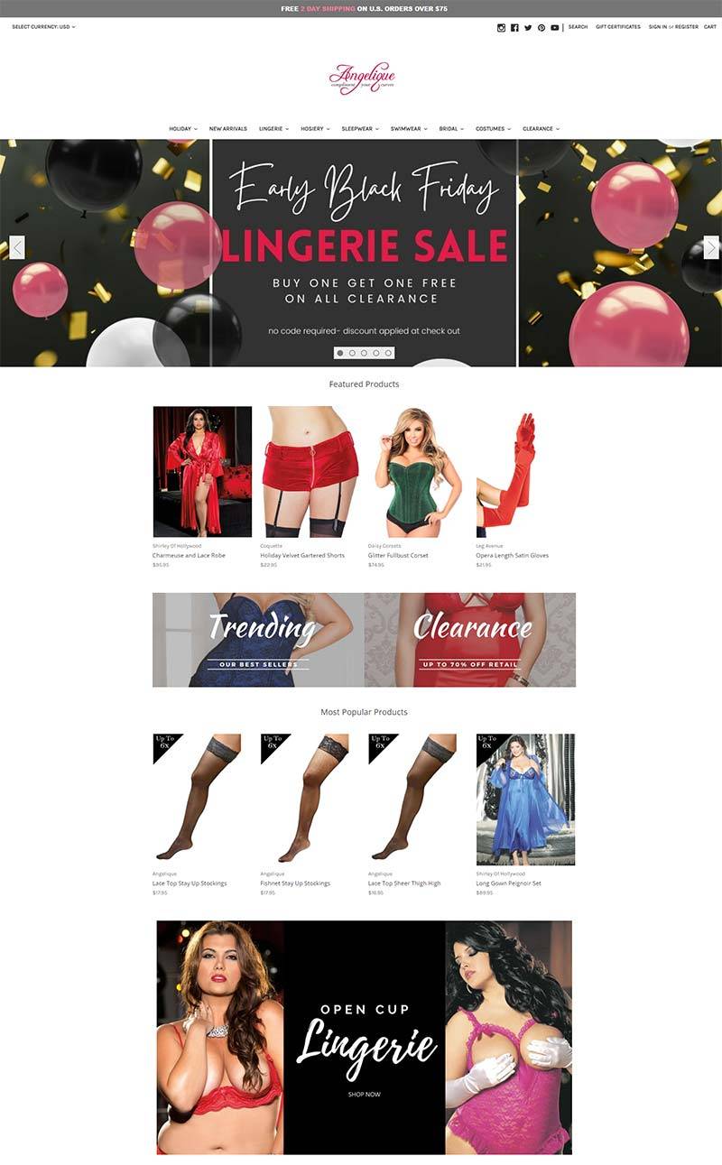 Angelique 美国性感女装品牌购物网站