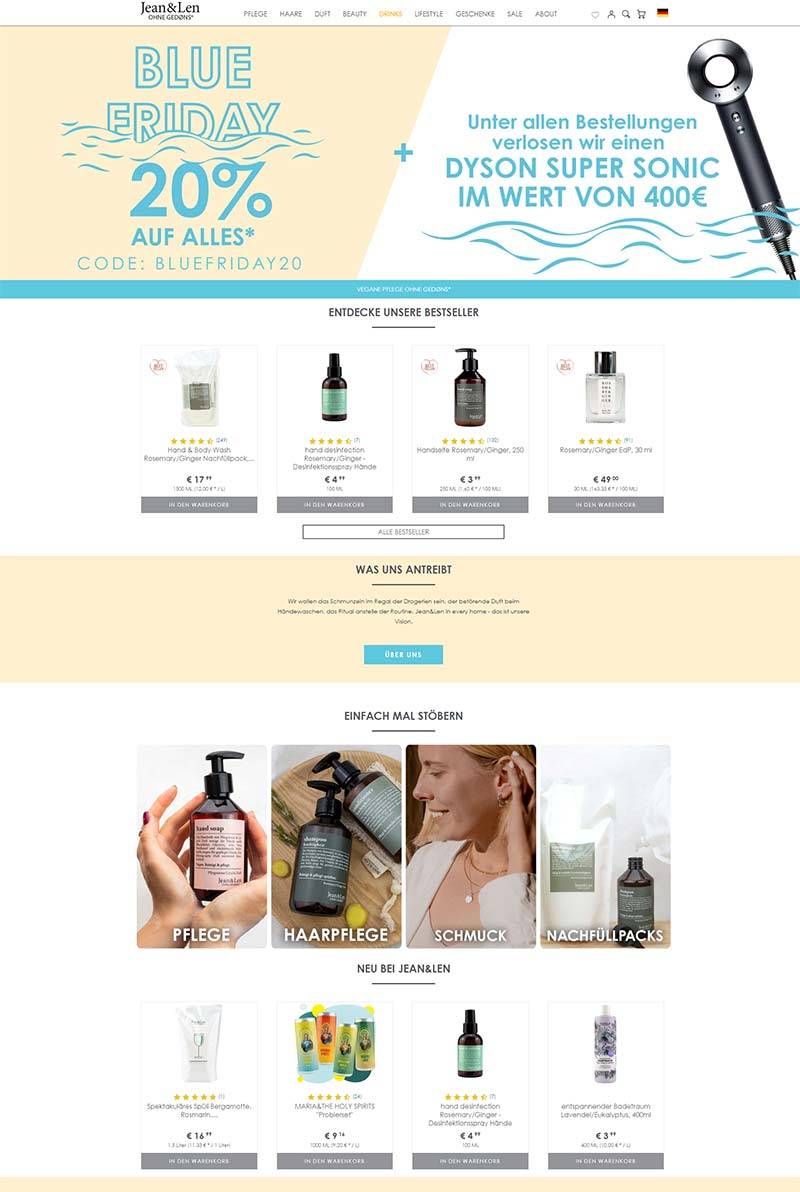 Jean & Len 德国美妆护肤品牌购物网站