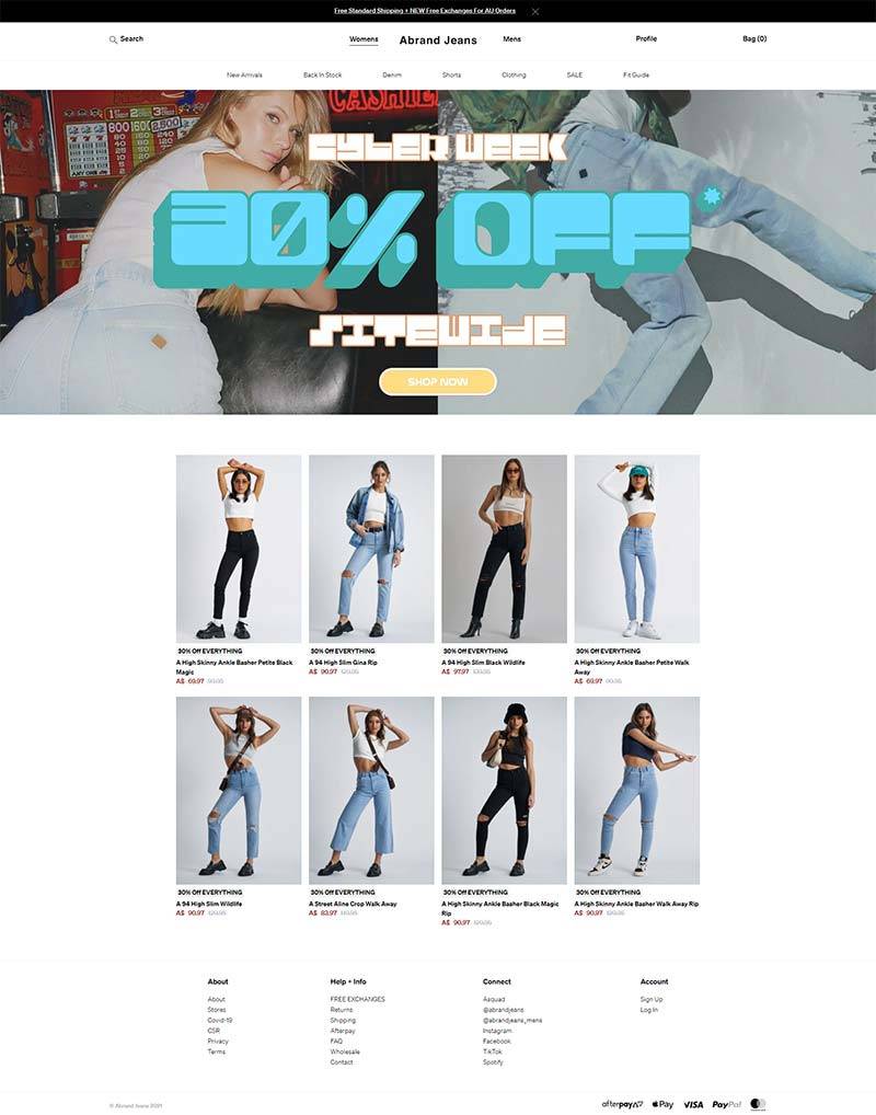 Abrand Jeans 澳大利亚牛仔服饰品牌购物网站