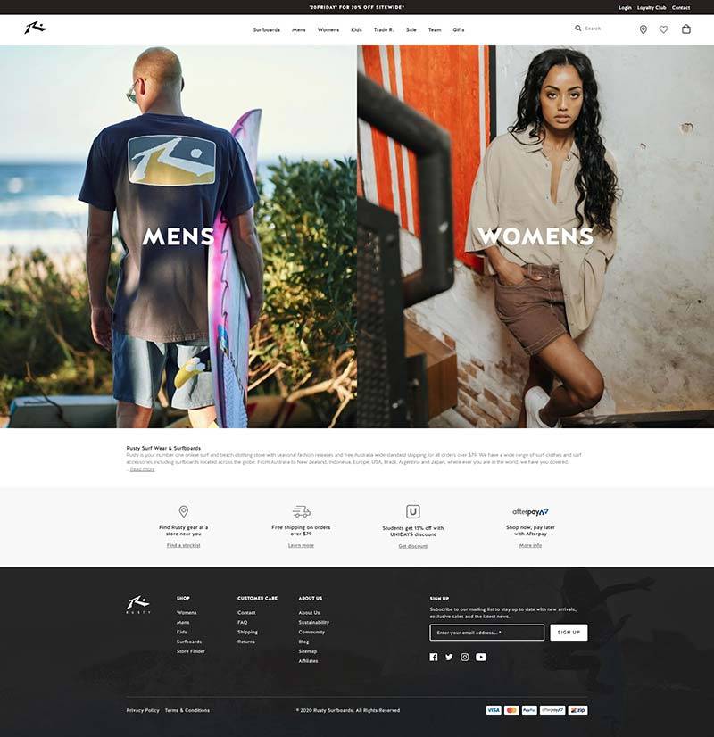 Rusty 澳大利亚冲浪服饰品牌购物网站