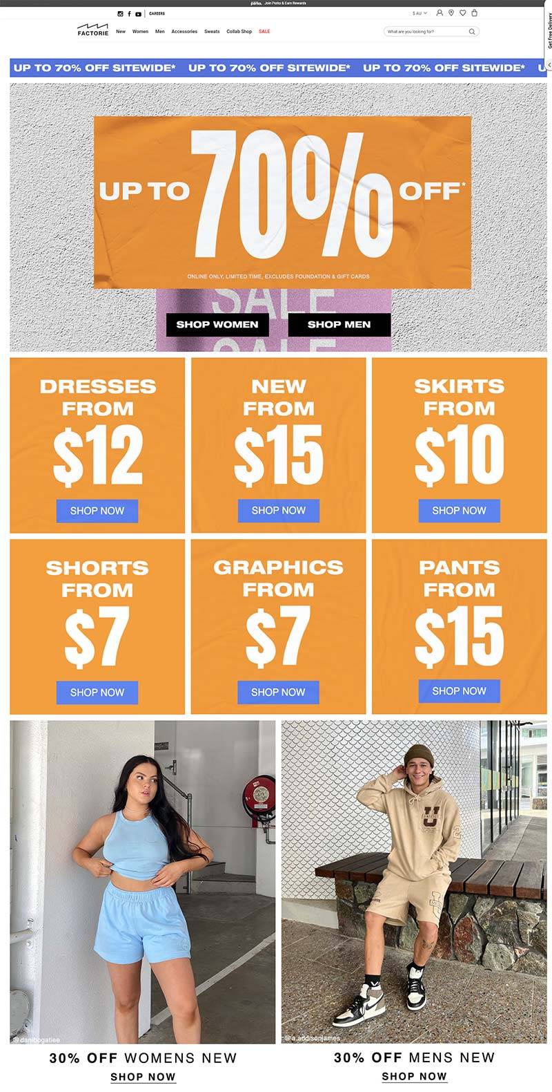 Factorie 澳大利亚青年时尚品牌购物网站