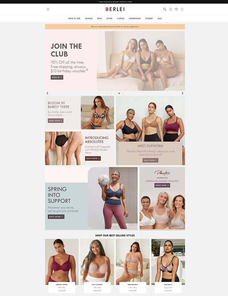 Berlei 澳大利亚女性内衣品牌购物网站