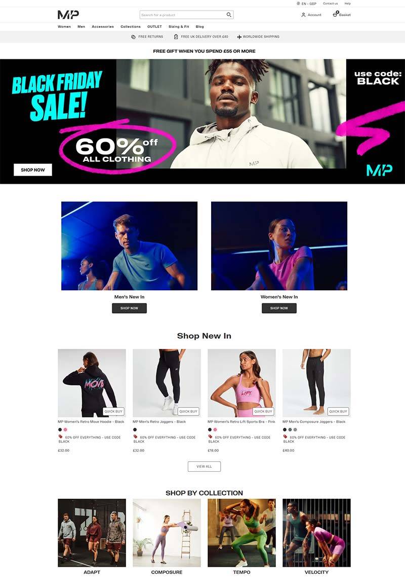 MP.com 英国运动健身服饰品牌购物网站