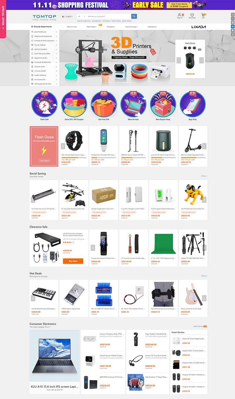 TOMTOP 中国跨境电商平台购物网站