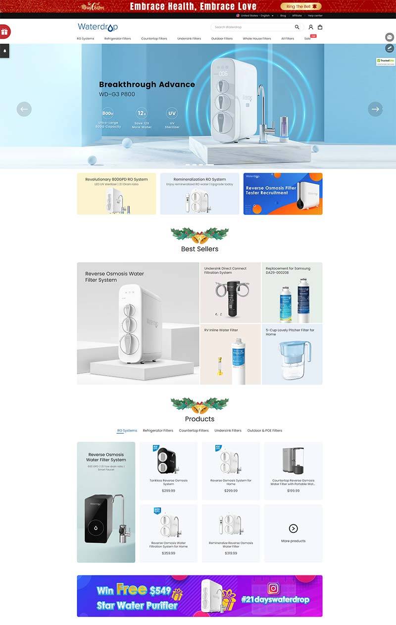 Waterdrop 美国水滴净水器品牌购物网站