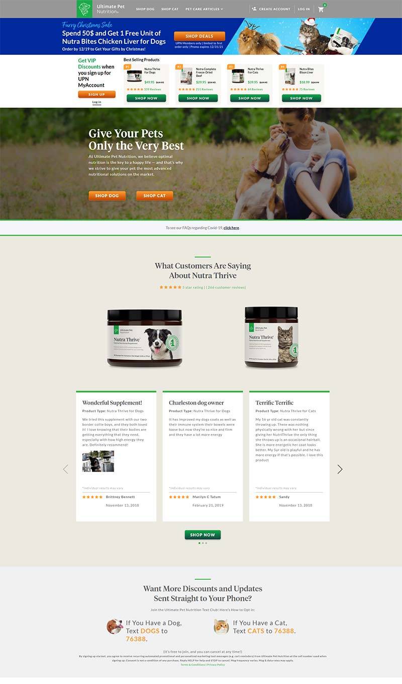 Ultimate Pet Nutrition 美国专业宠物食品购物网站