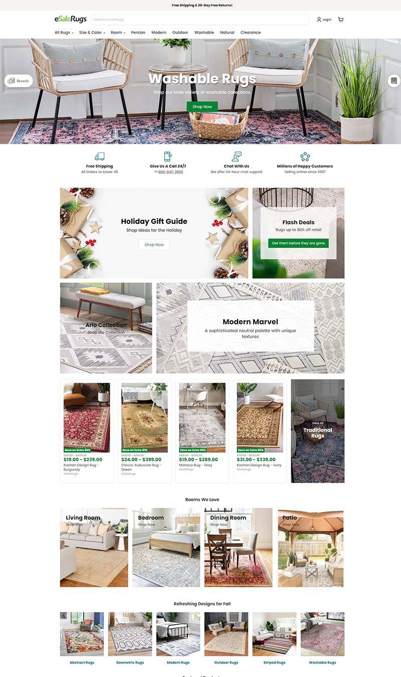eSaleRugs 美国居家地毯品牌购物网站