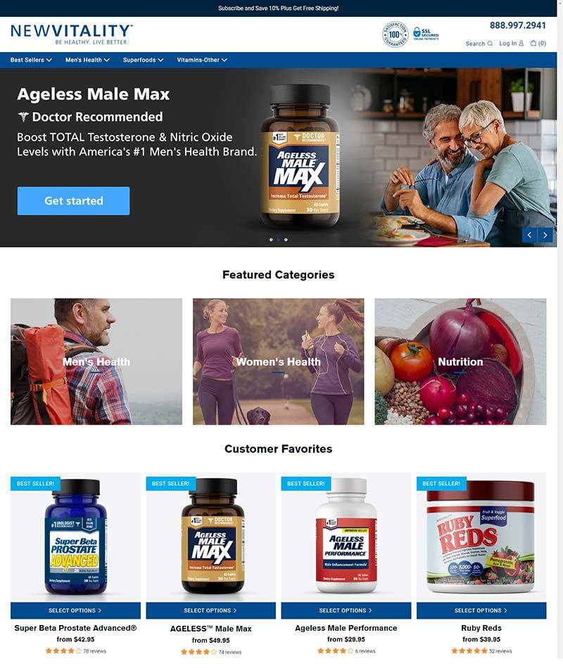 New Vitality 美国营养补充剂品牌购物网站