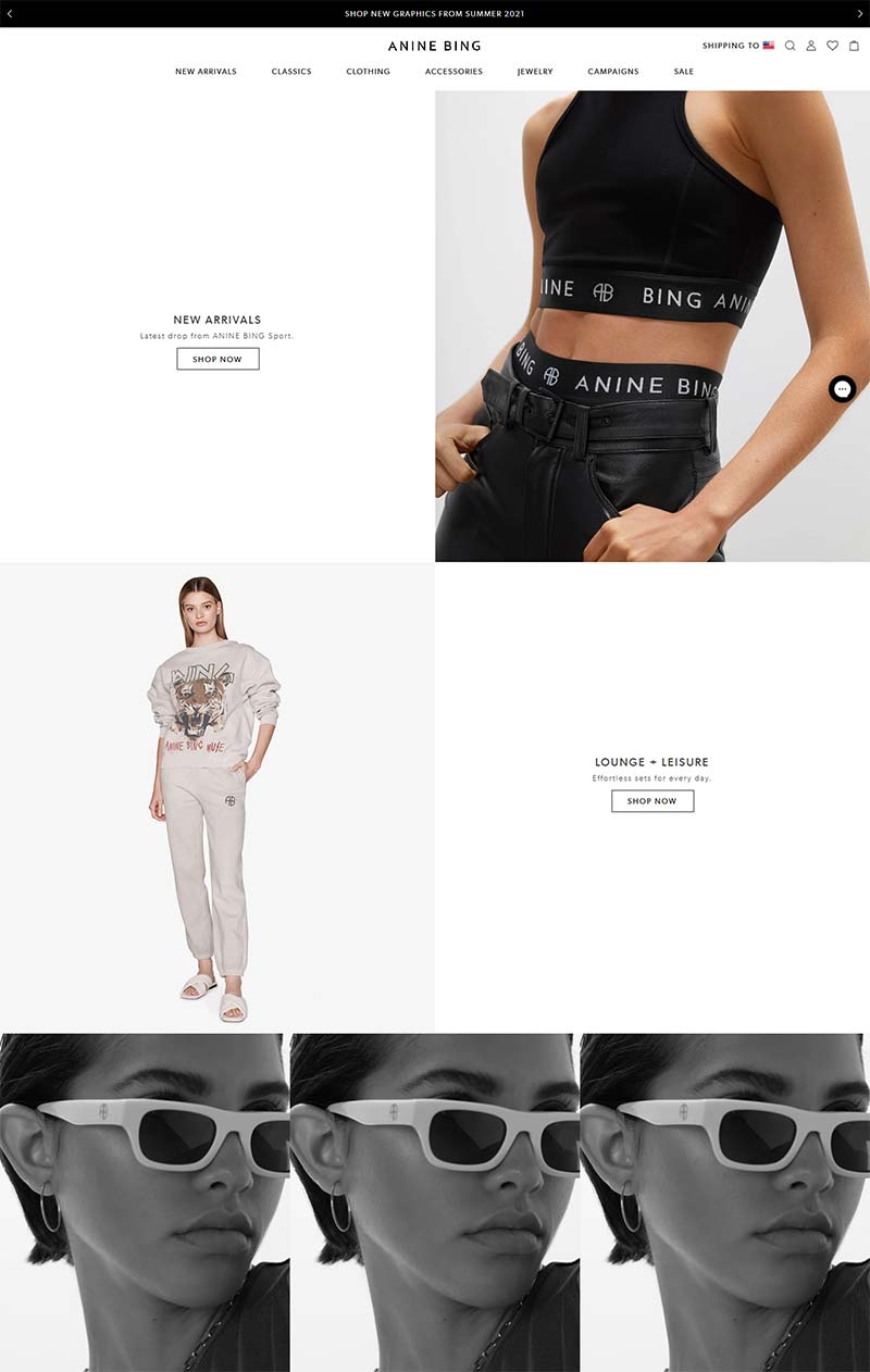 Anine Bing 美国设计师女性内衣品牌网站