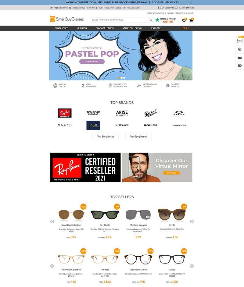 SmartBuyGlasses UK  比利时太阳镜品牌购物英国官网