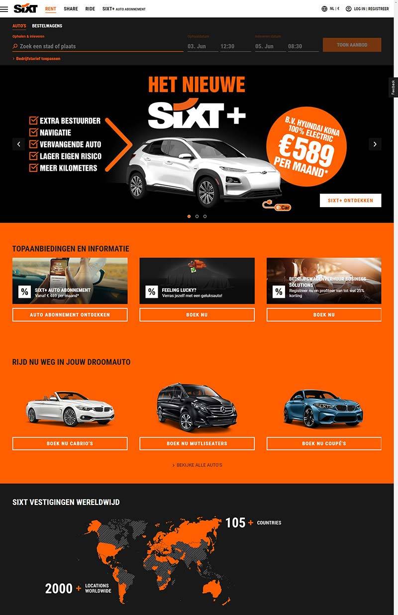 Sixt NL 德国汽车租赁荷兰官网