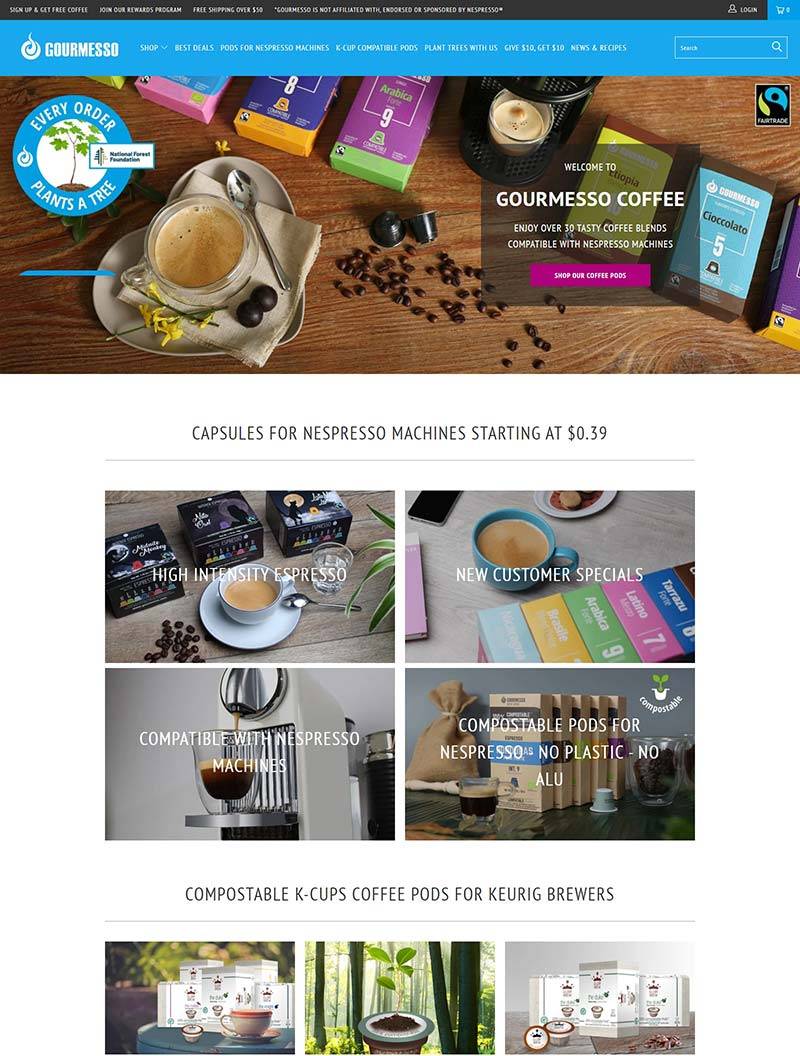 Gourmesso 美国胶囊咖啡品牌购物网站