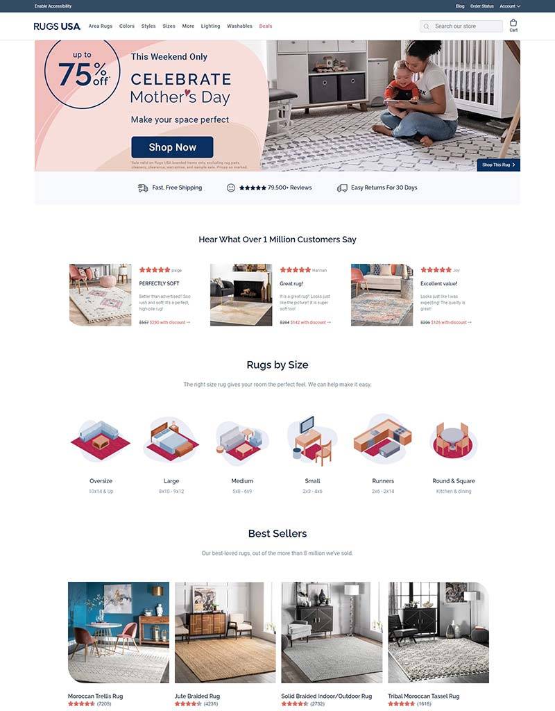 Rugs USA 美国地毯装饰品牌购物网站