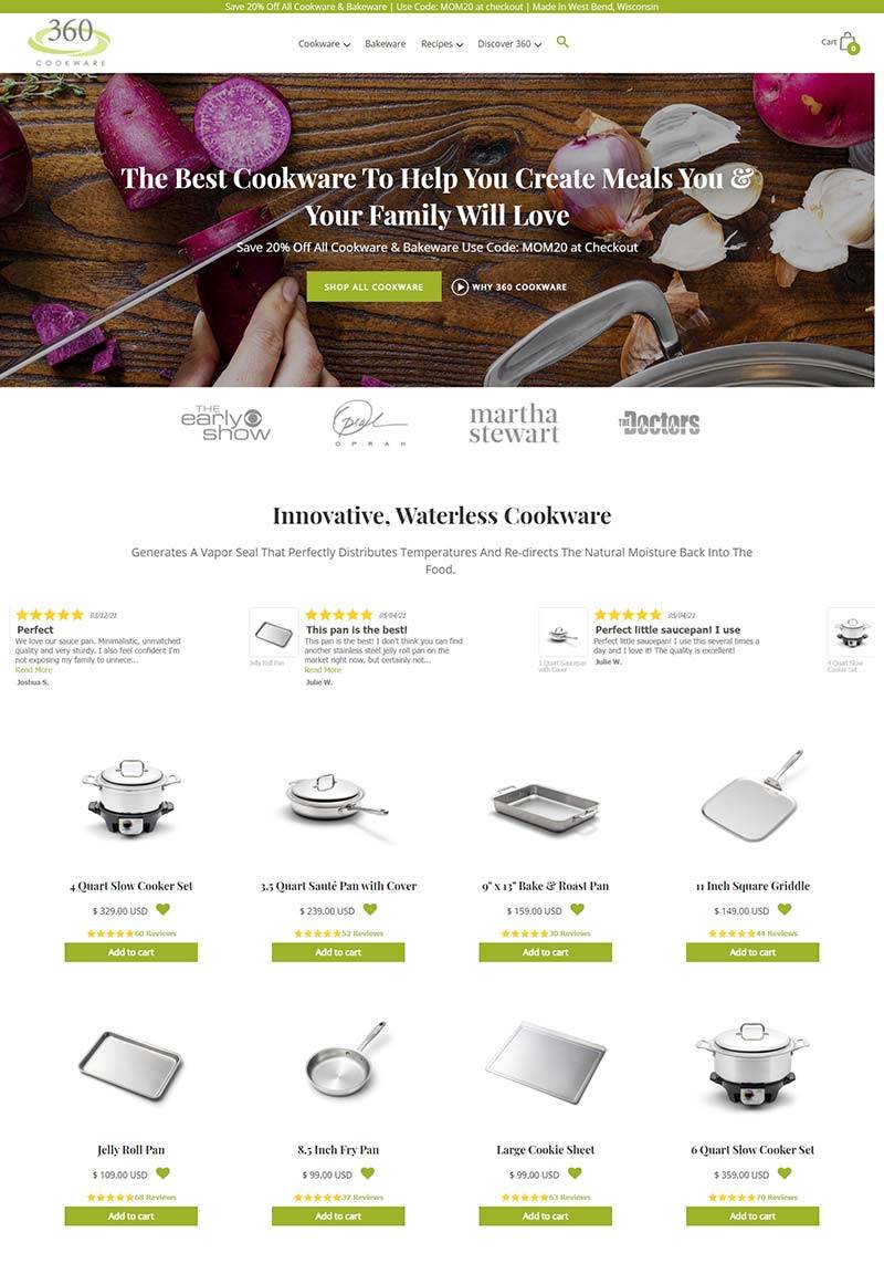 360 Cookware 美国炊具产品购物网站