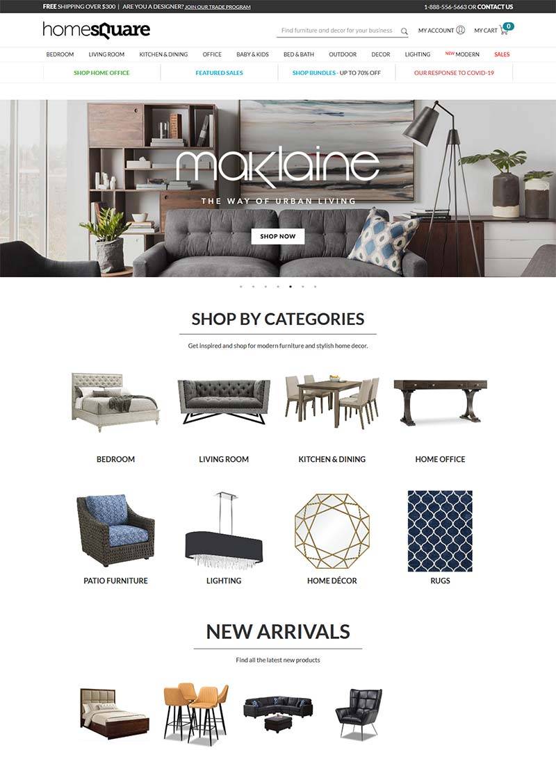 Homesquare 美国家具家居品牌购物网站