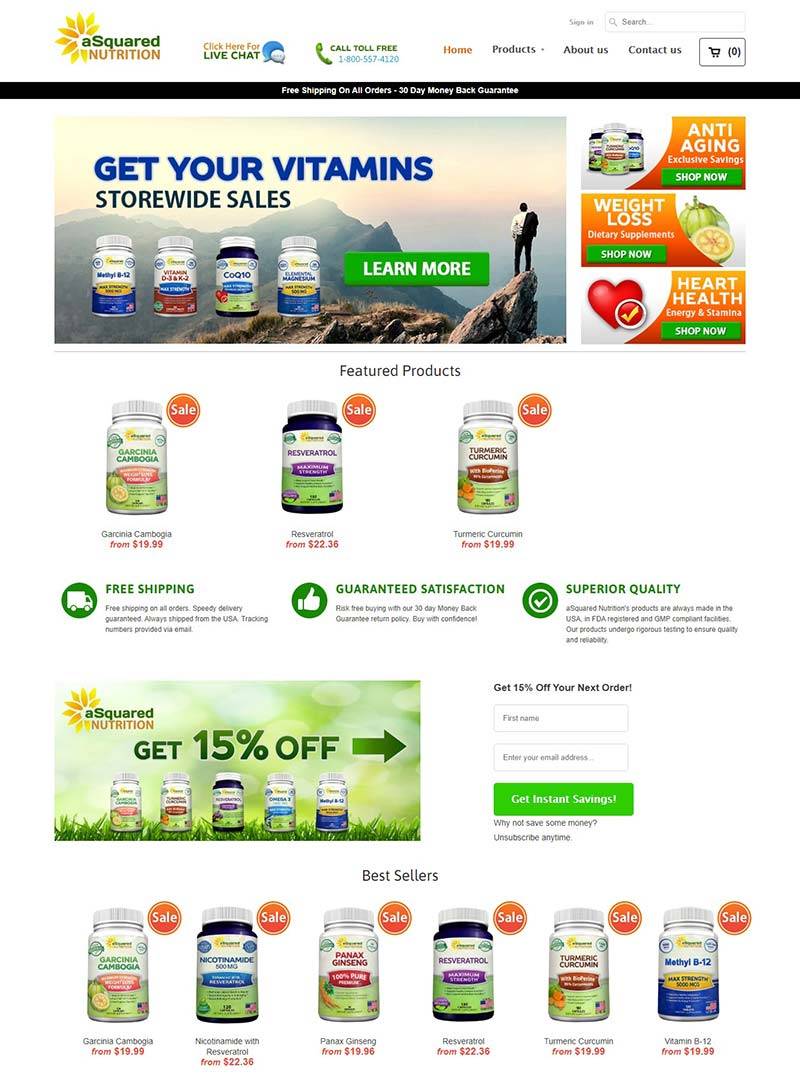 ASquared Nutrition 美国天然补充剂品牌购物网站
