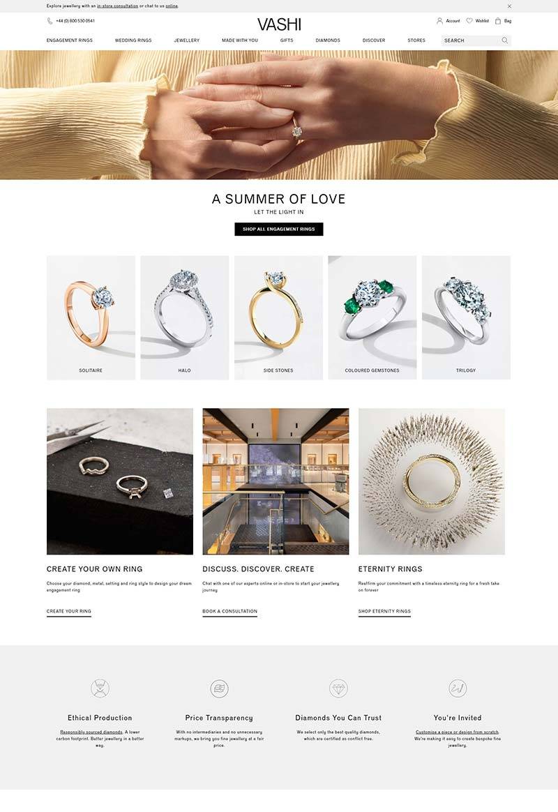VASHI 英国高级定制珠宝品牌网站