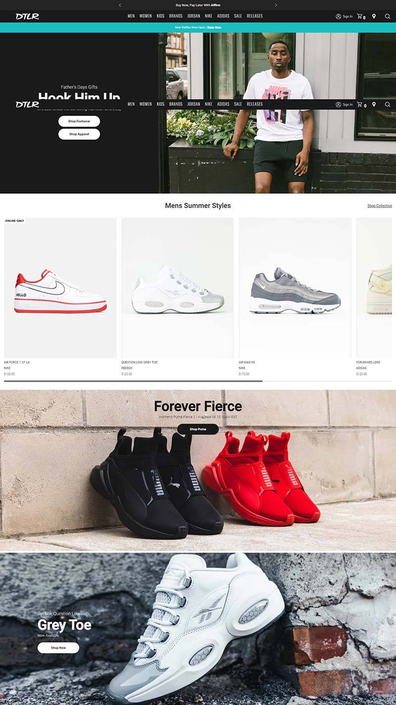 DTLR Villa 美国时尚运动鞋及配饰品牌网站