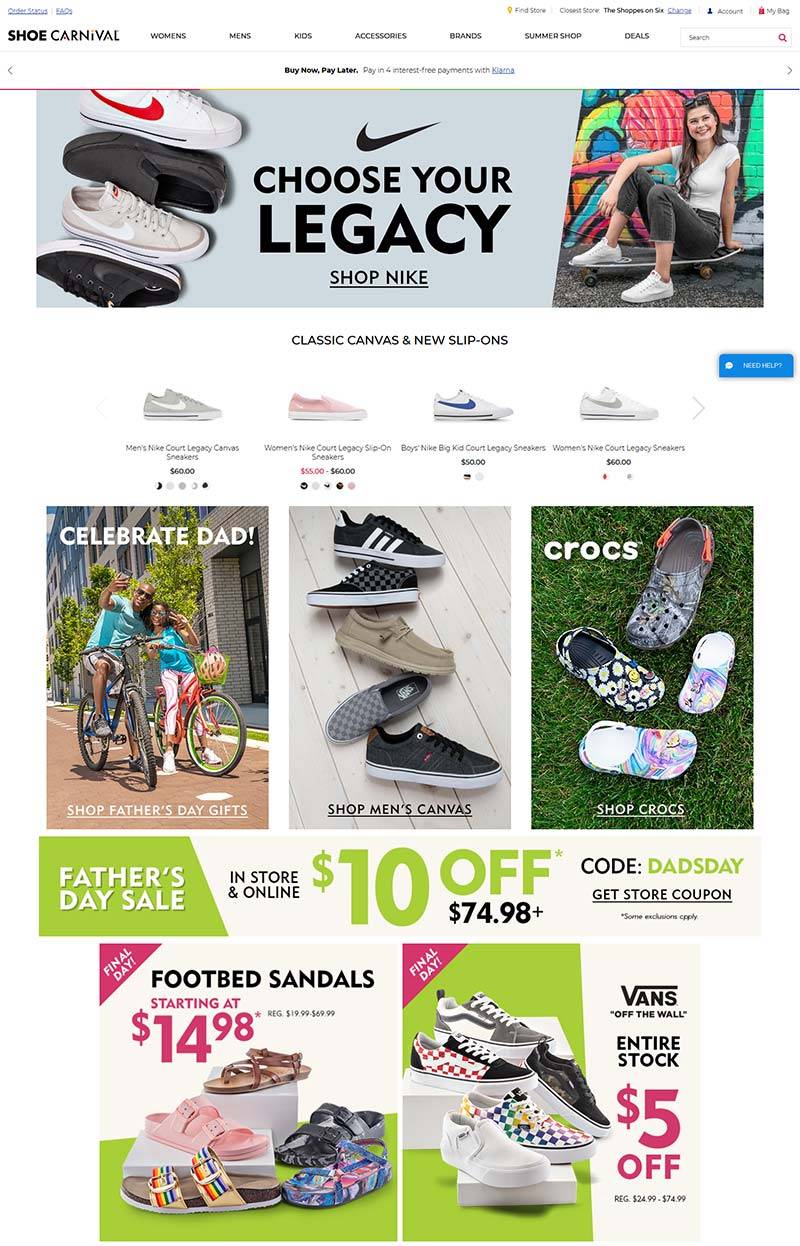 Shoe Carnival 美国家居鞋品牌购物网站