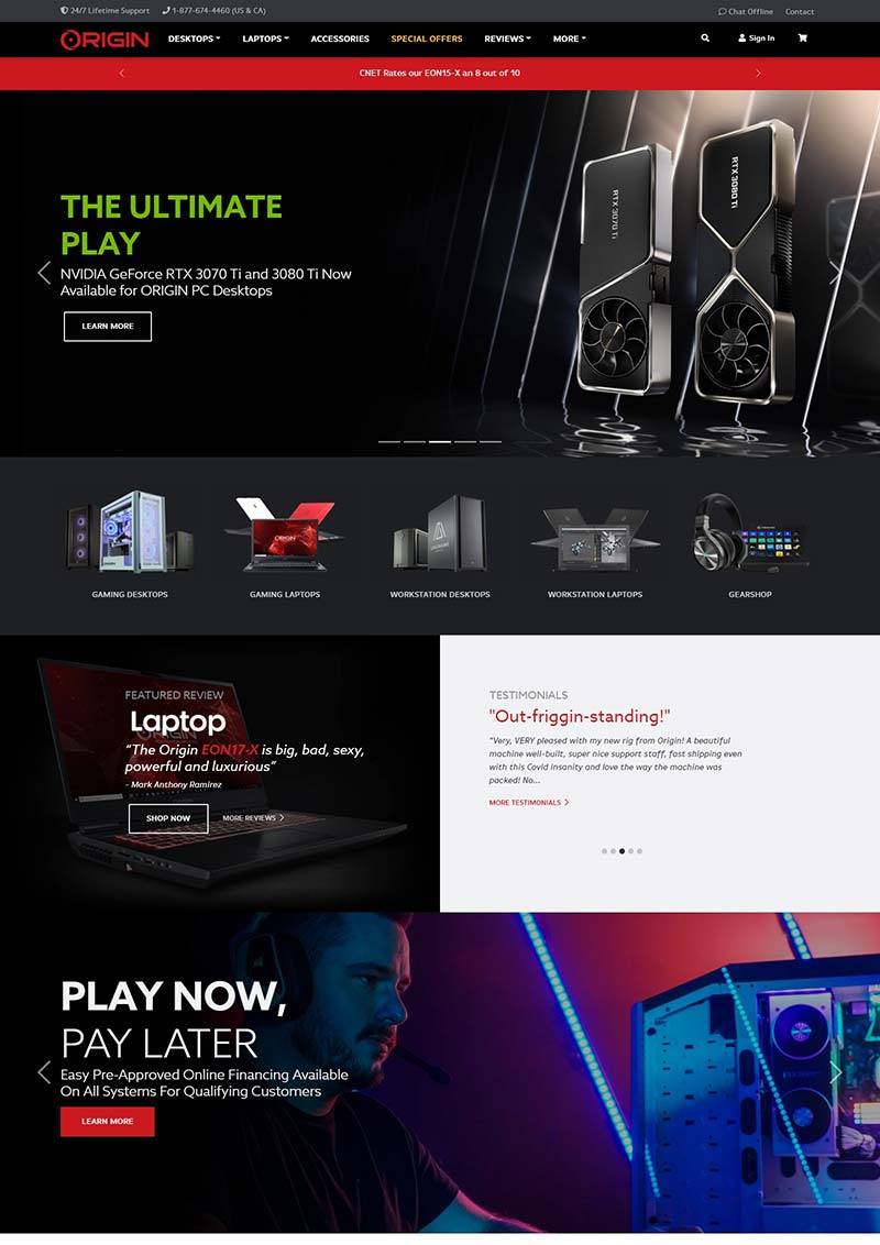 Origin PC 美国高端电脑定制品牌网站