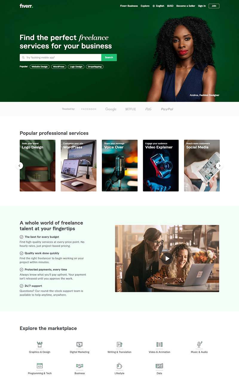 Fiverr 美国服务外包平台网站
