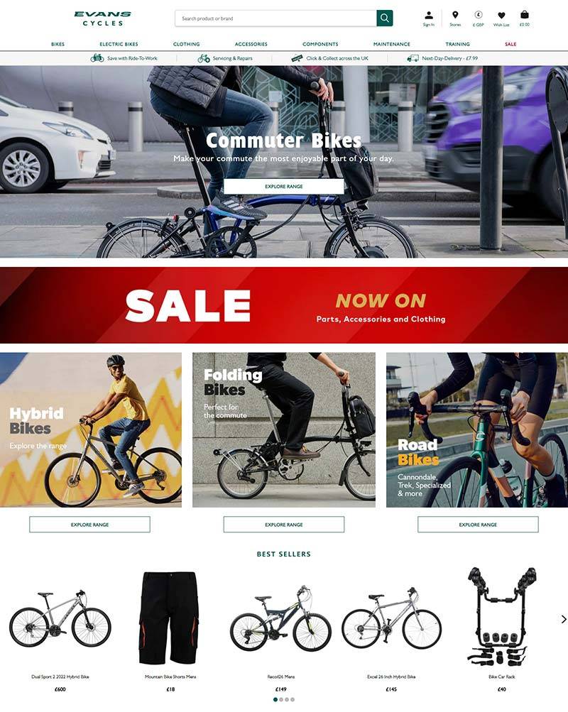 Evans Cycles 英国品牌自行车及配件购物网站