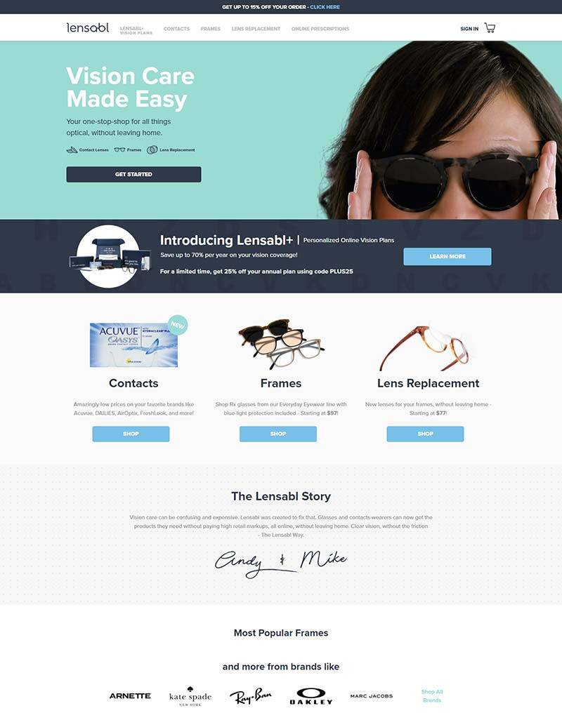 Lensabl 美国在线眼镜品牌购物网站
