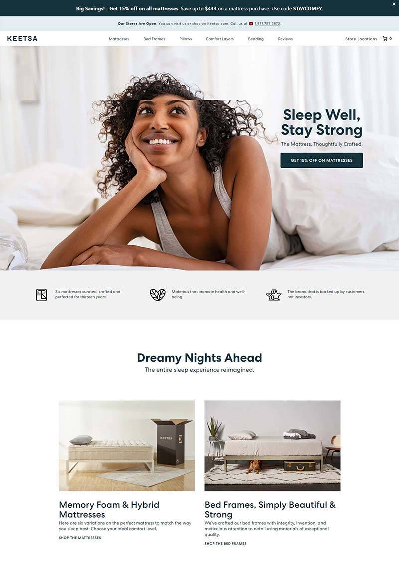 KEETSA 美国睡眠家居品牌购物网站