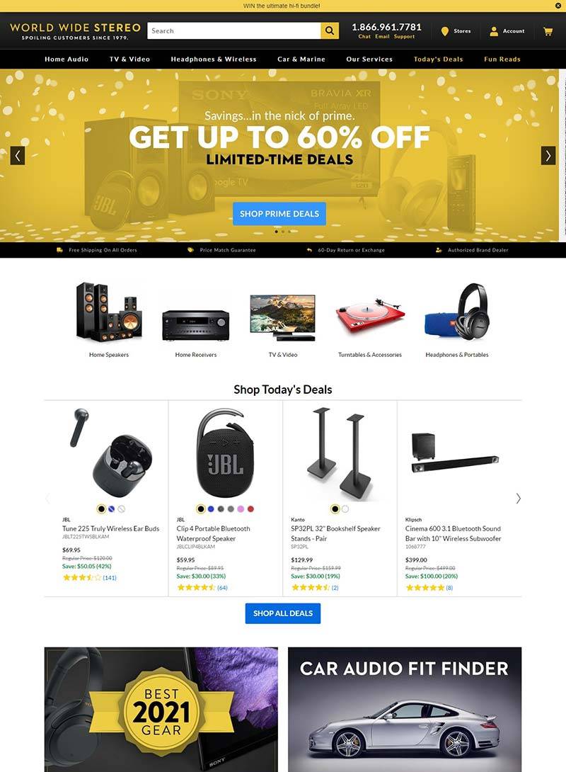 World Wide Stereo 美国数码电子品牌购物网站