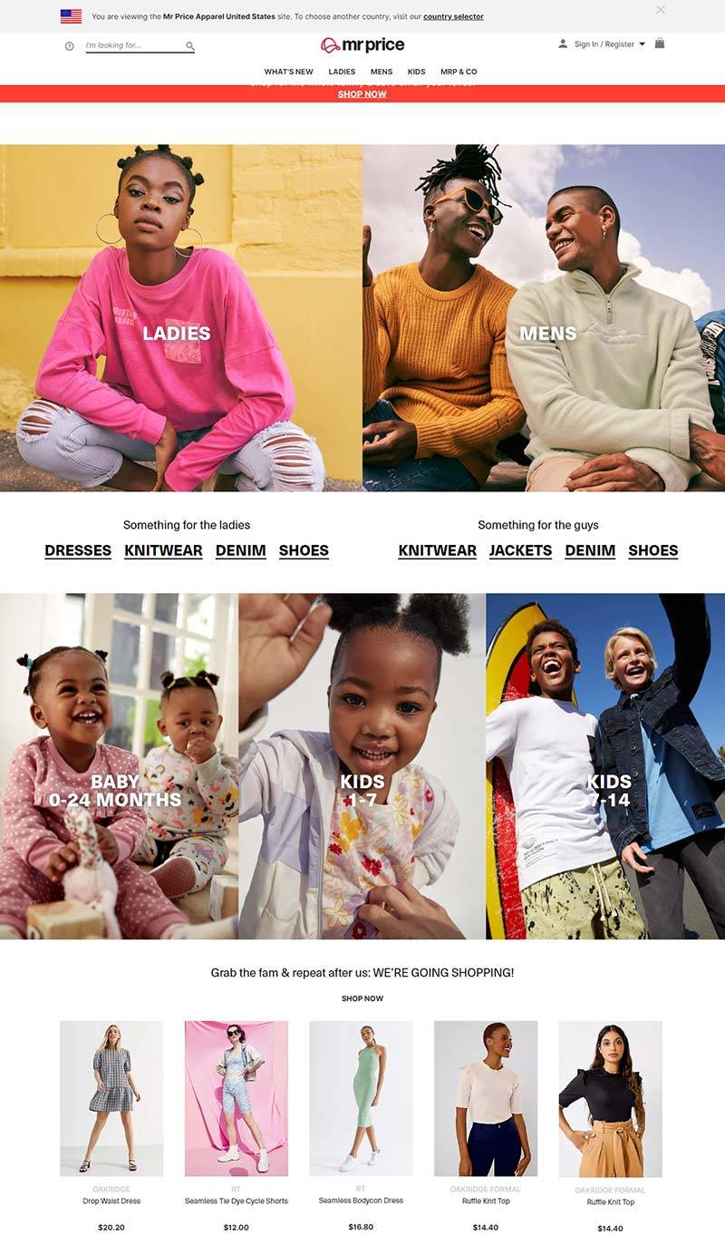 MRP 南非时尚服饰品牌购物网站