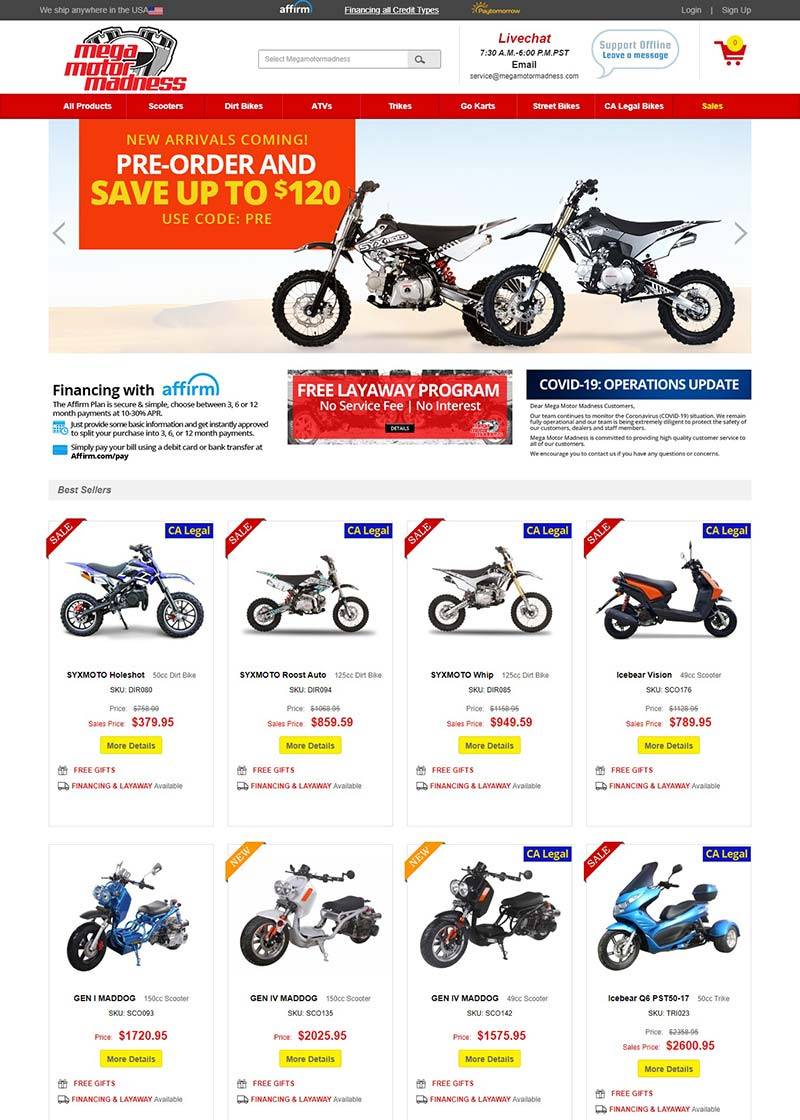 Mega Motor Madness 美国摩托车及配件品牌购物网站