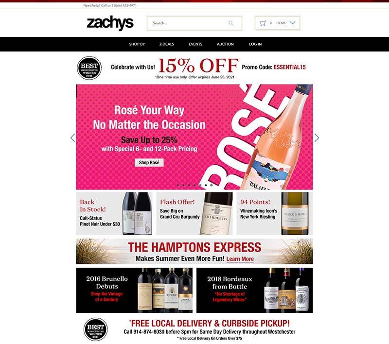 Zachys 美国经典葡萄酒在线预订网站