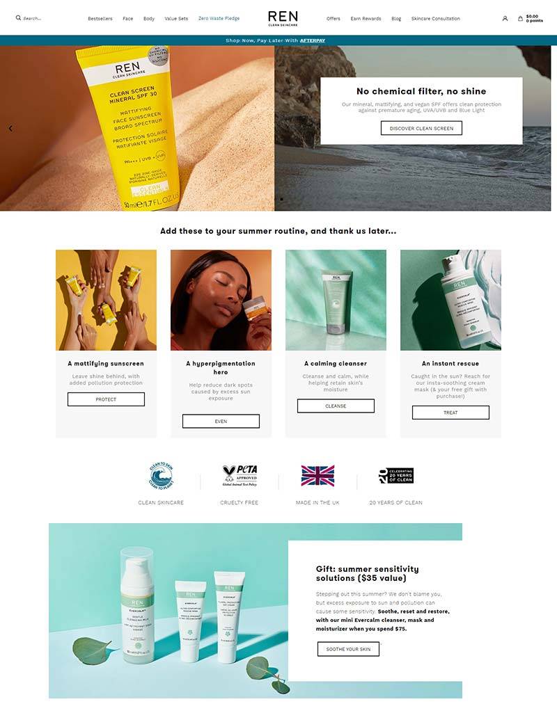 REN Skincare 英国天然护肤品牌购物网站