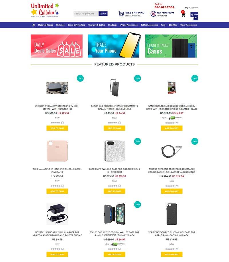 Unlimited Cellular 美国手机配件产品购物网站