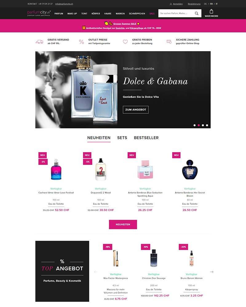 Parfumcity 瑞士品牌香水在线购物网站