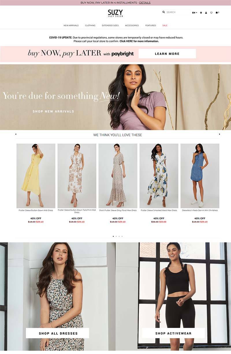 Suzy Shier 加拿大时尚女装配饰品牌网站