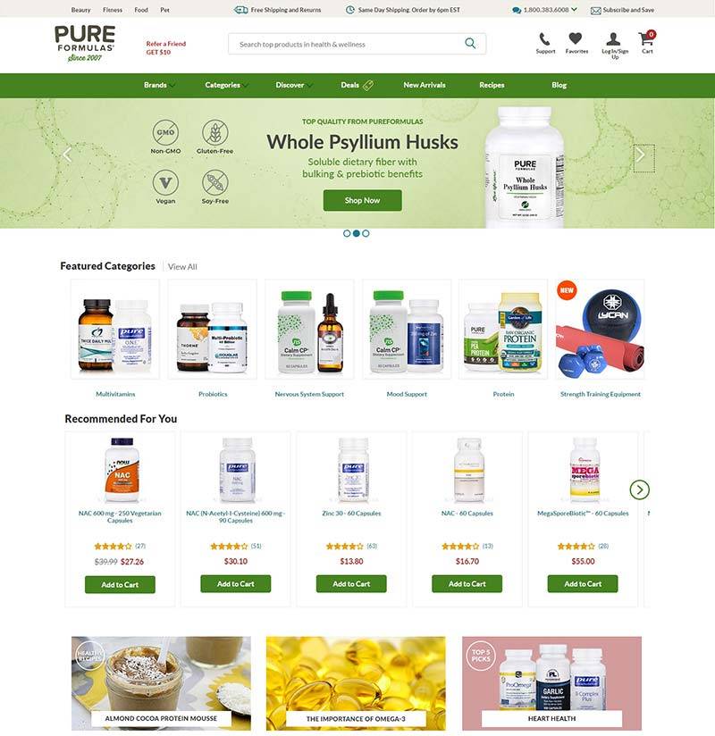 Pure Formulas 美国天然保健品海淘购物网站