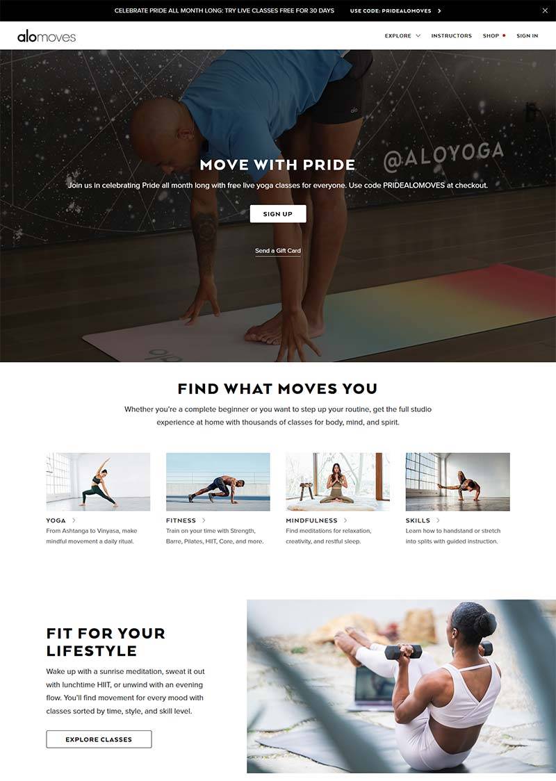 Alo Moves 美国瑜伽冥想课程学习网站