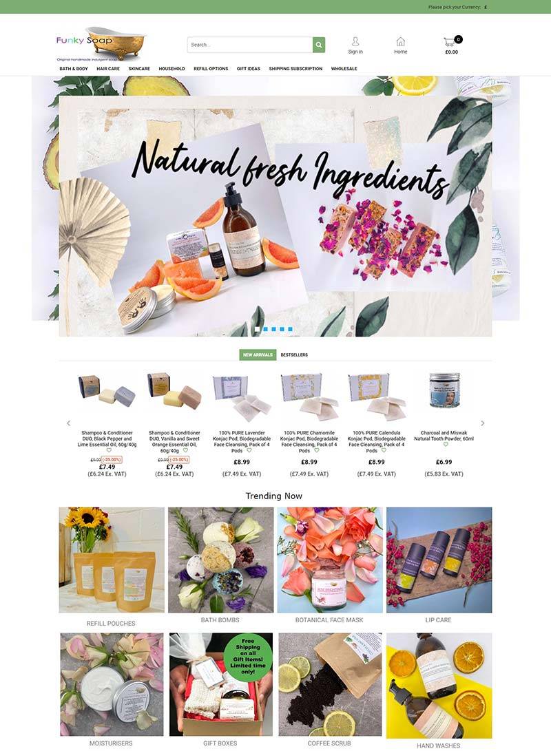 Funky Soap Shop 法国天然植物身体护理品牌网站